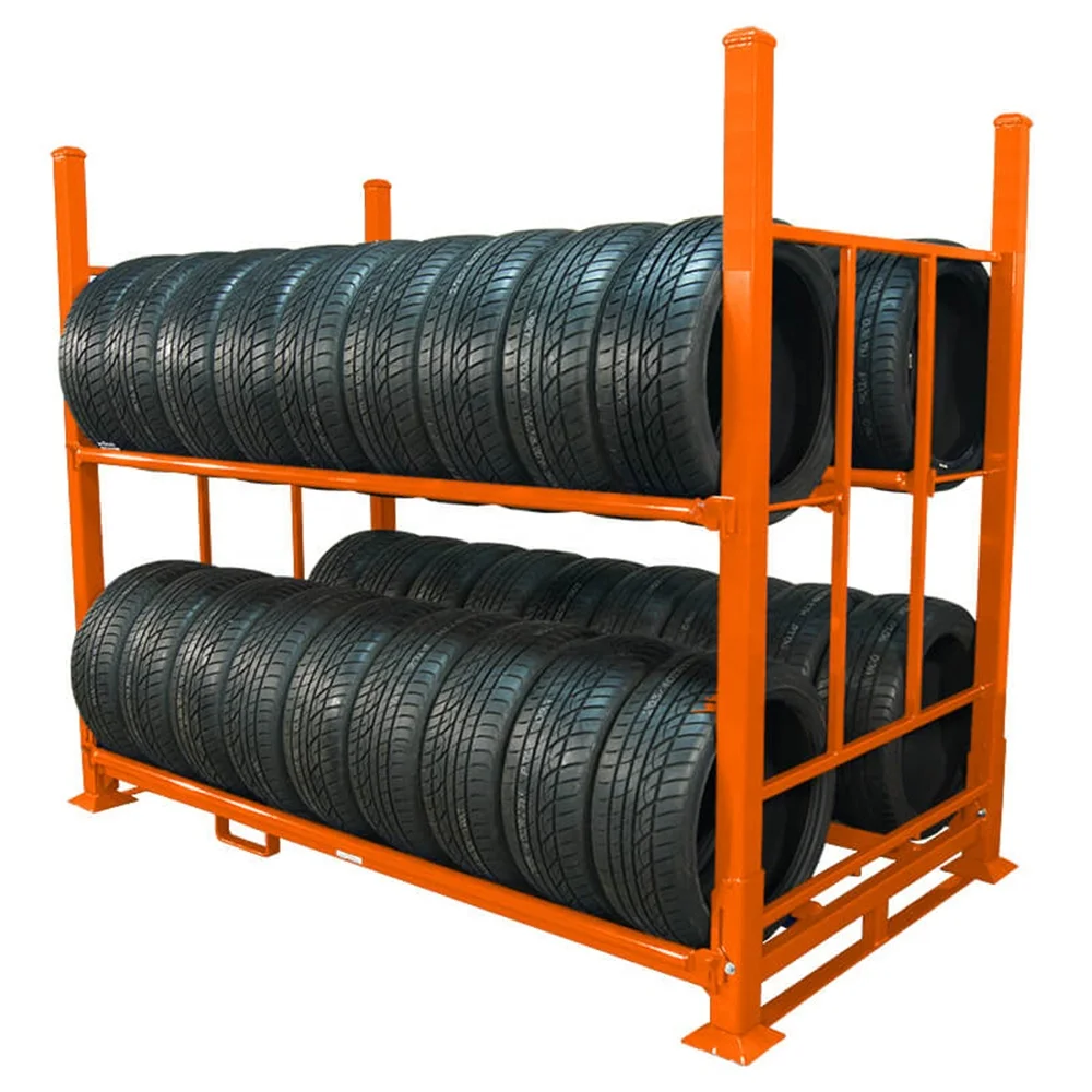 Customized Space-Saving Storage Foldable Steel Stacking Tyre Racks and Stackers for Truck Tires Lorry Tyres