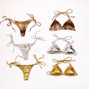 Fashion New Style Shiny FabricTie Bikini Bathing Suit Surf Wear Ladies Swimsuit