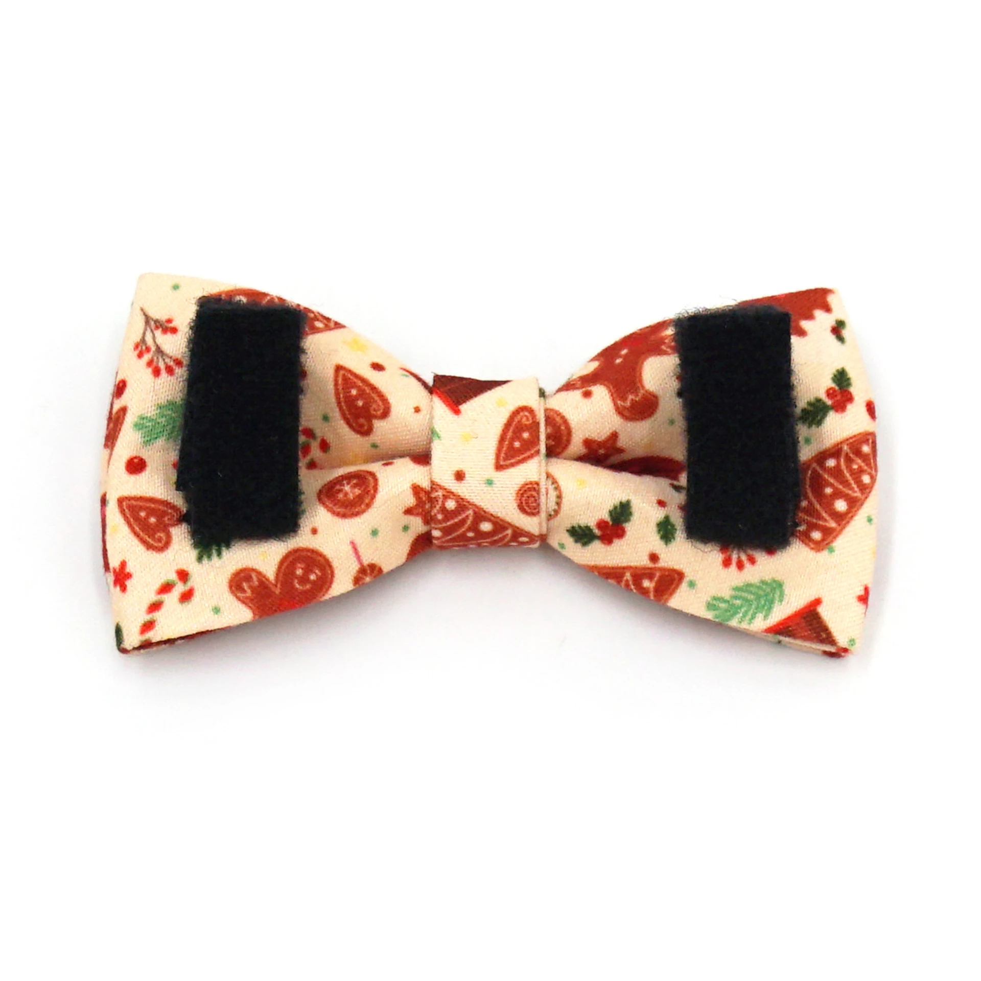 2025 Christmas Gingerbread Cat Bow Collar Brown Webbing Cat Collar Buckle with Bell Fancy Cat Collar Laser