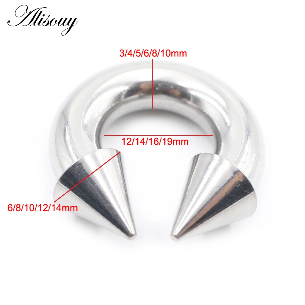 Alisouy 1pc Big Large Size Captive Spike Nose Ring Ear Plug Expander Guauge Male Genital BCR Hoop Earrings Piercing Body Jewelry