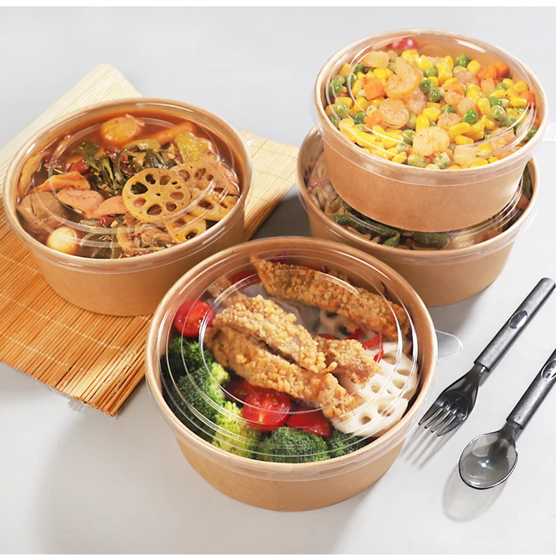 16oz 26oz 32oz 40oz Disposable Eco-friendly Disposable Kraft Paper Bowl ...