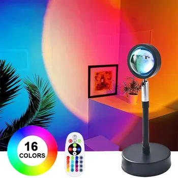 USB Aluminium Projector Sunset Light Led Colorful Floor Lamp Smart Rgb Rainbow Sunset Lamp With Remote Control