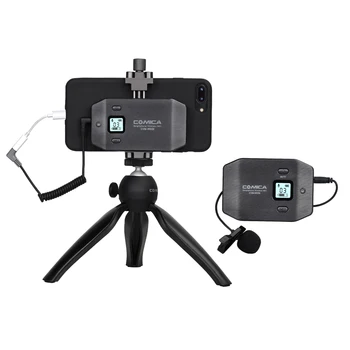 Comica CVM-WS50(C) Portable Smartphone Microphone Lapel Microphone 6 Channels Built-in Metal Material Smartphone Holder