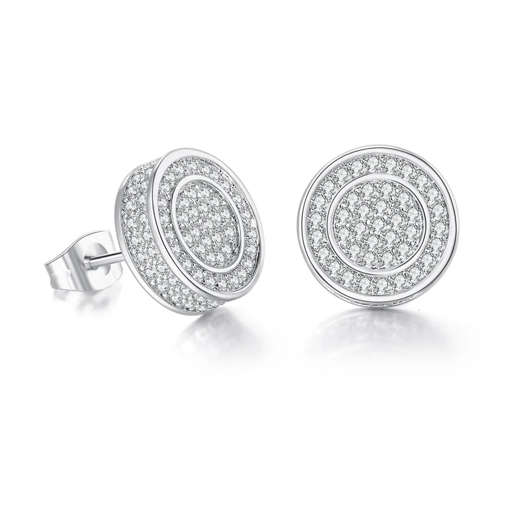 Promotion- Mens Silver Stud Earrings - White Diamond CZ Post Earrings - Hip Hop Bling Earrings for Guys - Medium 5mm (no.434B)