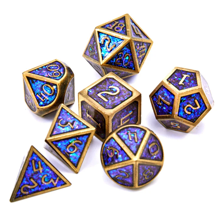 China Wholesale Supplier Custom Metal Dice Color Changing Powder Dice Dungeons And Dragons Dice
