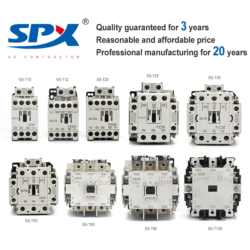 SPX Factory Sales 3 Phase 10a 12a 20A 25A 35A 50A 65A 80A 100A Electrical Magnetic Contactors 12v Ac Contactor 3p  220v