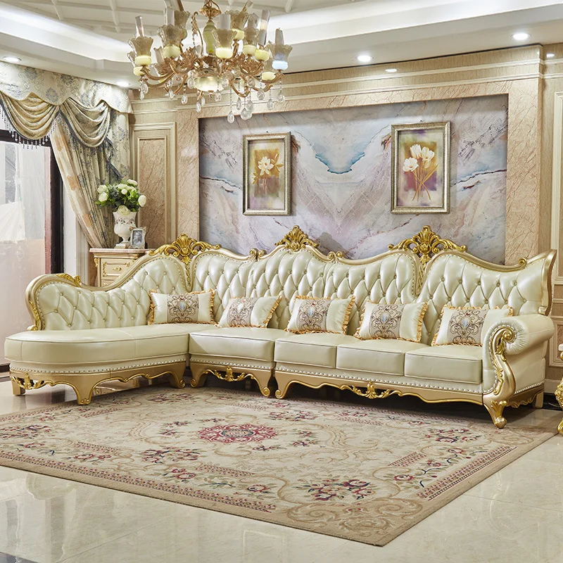 High Quality European Style Solid Wood Frame Living Room Sofa with ...