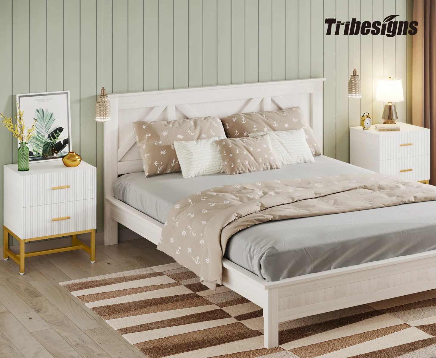 Tribesigns Wholesale Modern Luxury Bedroom Furniture Wood Nightstands