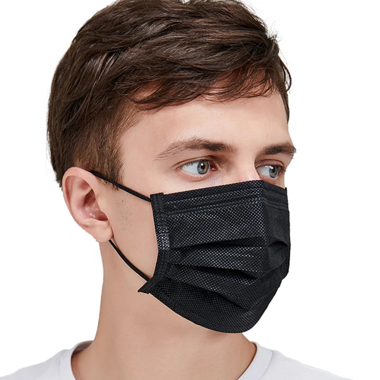 Горячая черная маска одноразовая маска для лица черная 3-слойная хирургическая маска для индивидуальной защиты