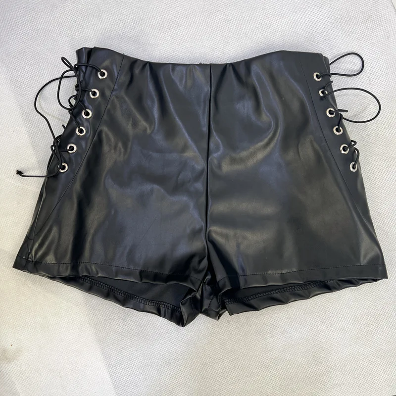 High Quality Women Real Sheepskin Leather Shorts High Waist Black Genuine  Leather Shorts for Ladies