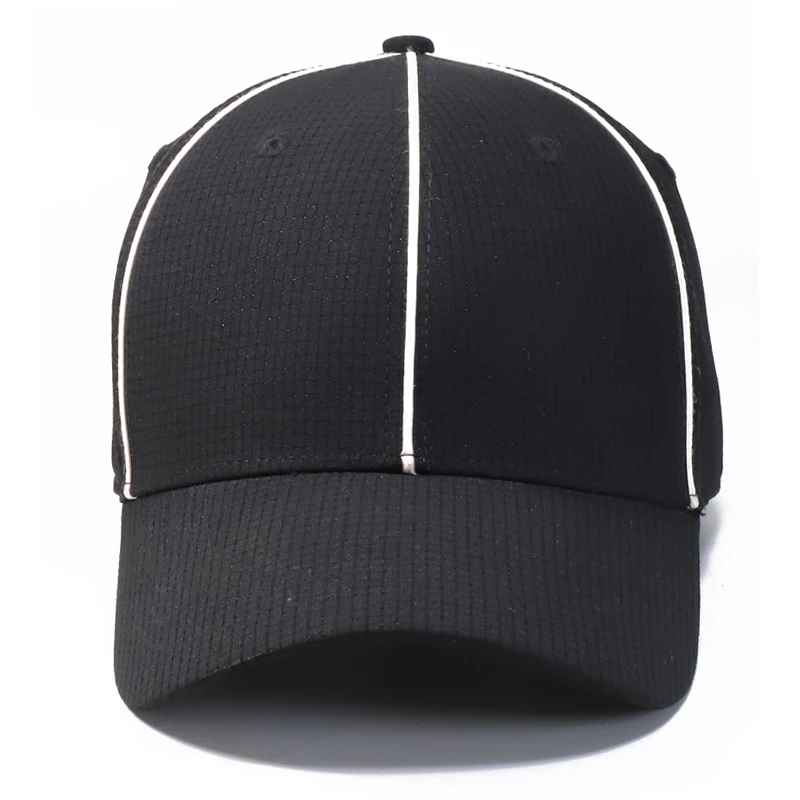 Custom Logo High Profile Plain Black Fitted Baseball Cap Referee Hat