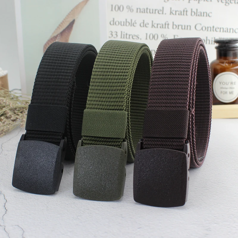 Men and Women Waist Outdoor Sport Canvas Webbing Belt Nylon Plastic  Hypoallergenic Buckle Belts Plus Size