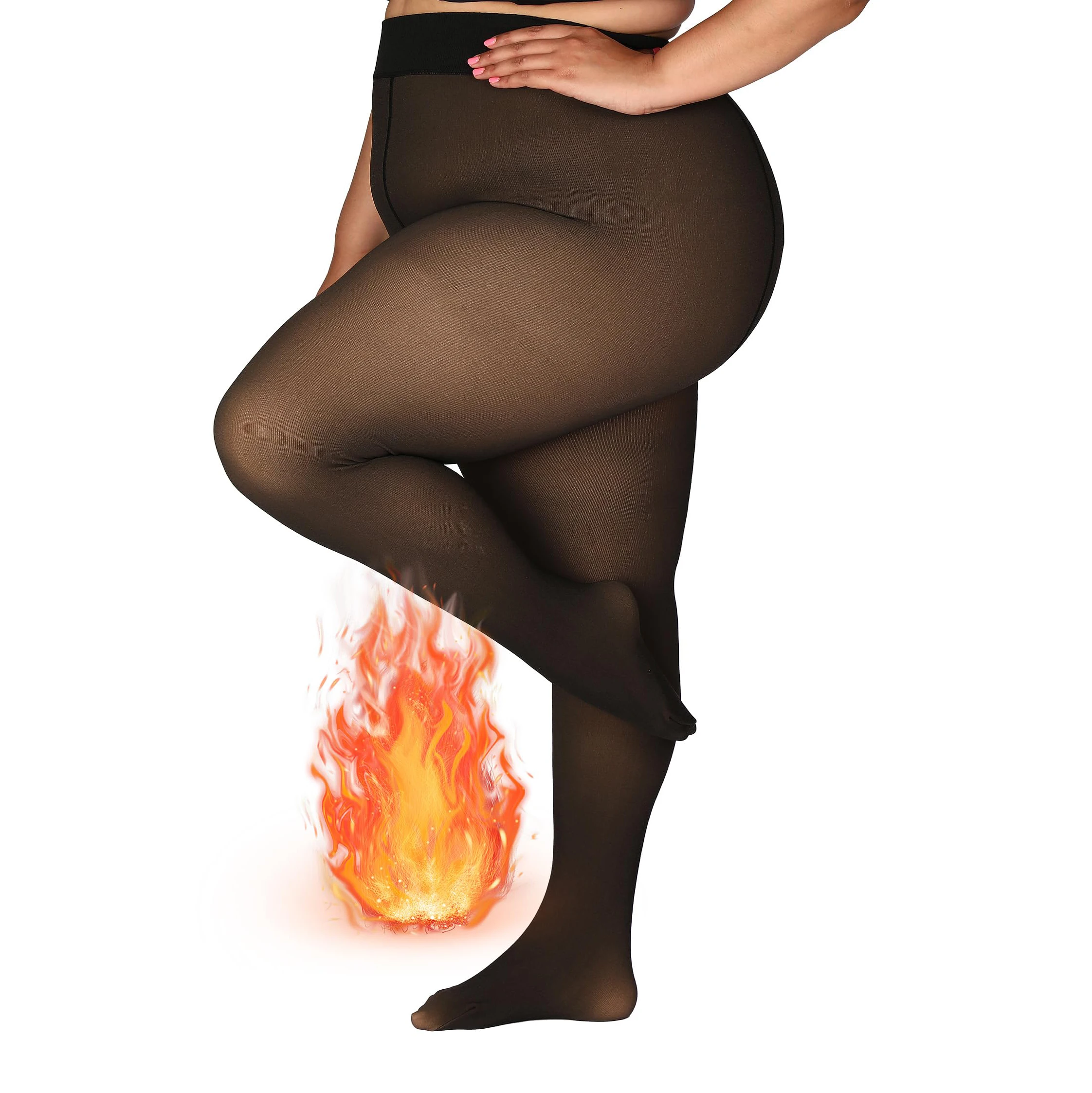 thumbnail image 2 of Fleece Lined Tights Women, Fake Translucent 2 of 14