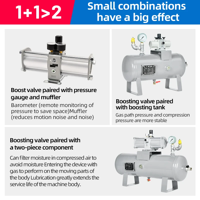 VBAT010A Pressure Booster Regulator Compressor Air Pneumatic Booster Valve Complete air Pressure Booster Pump with 10L tank