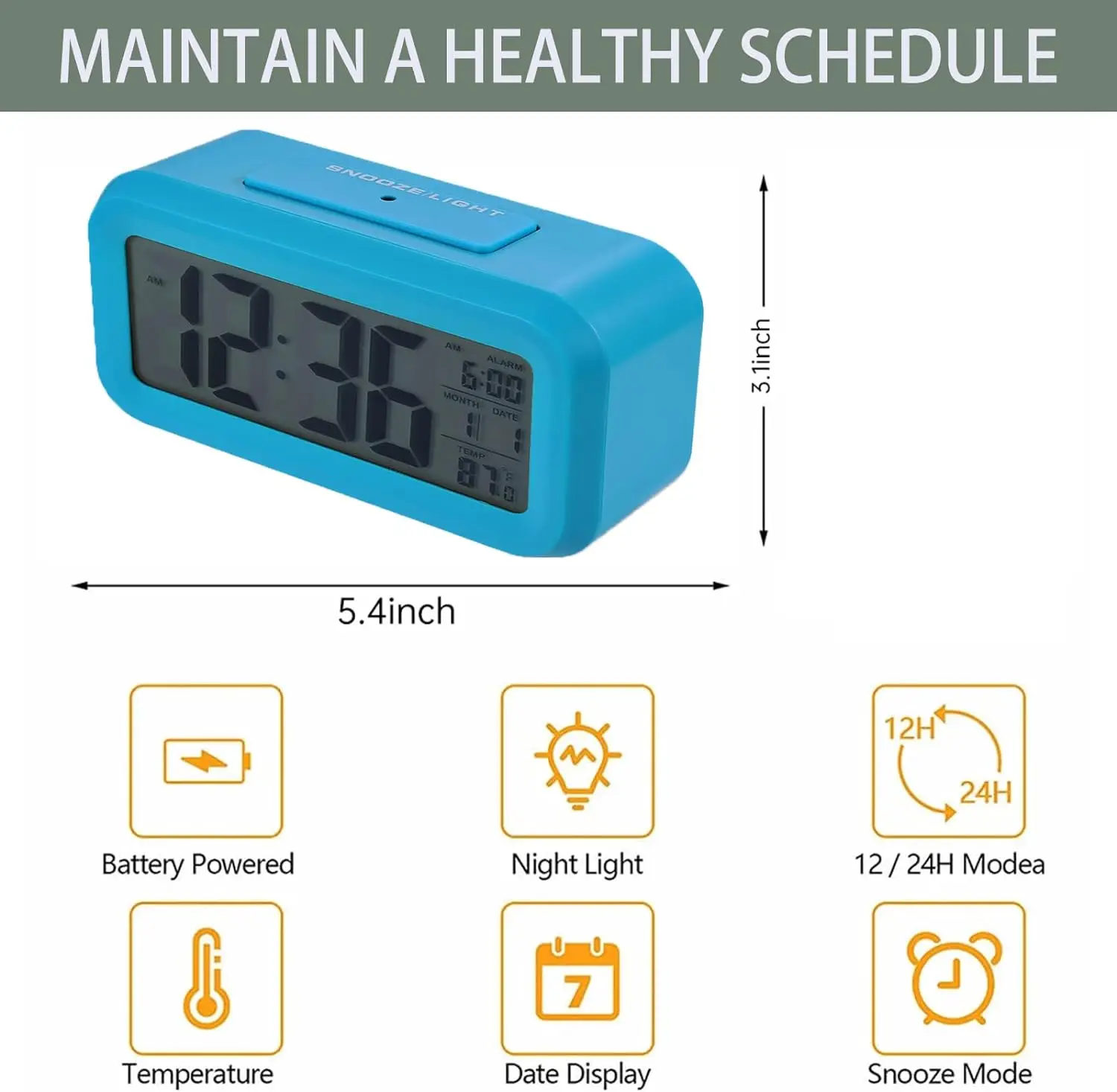 The Most Popular Office Table Student Kids Time Data LCD Electronic Nightlight Digital Alarm Clock