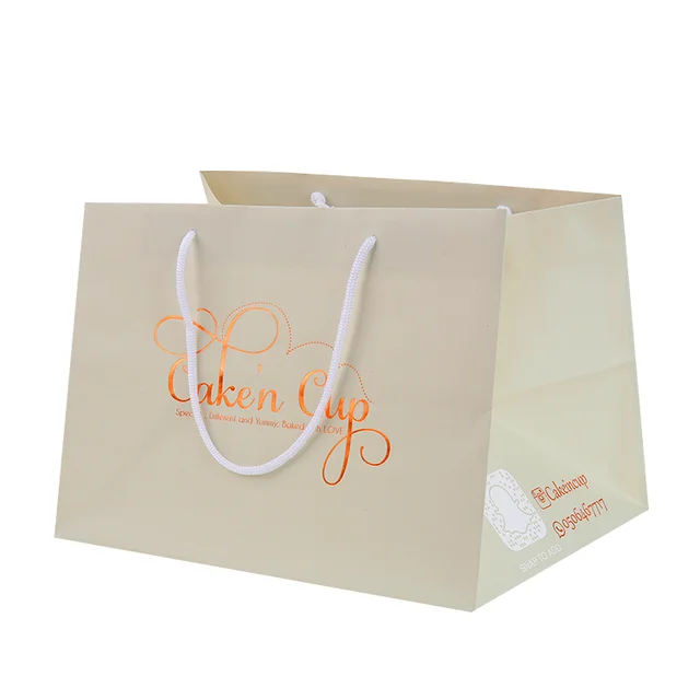 Wholesale customizable printed take away big paper cake bag carrying with logo