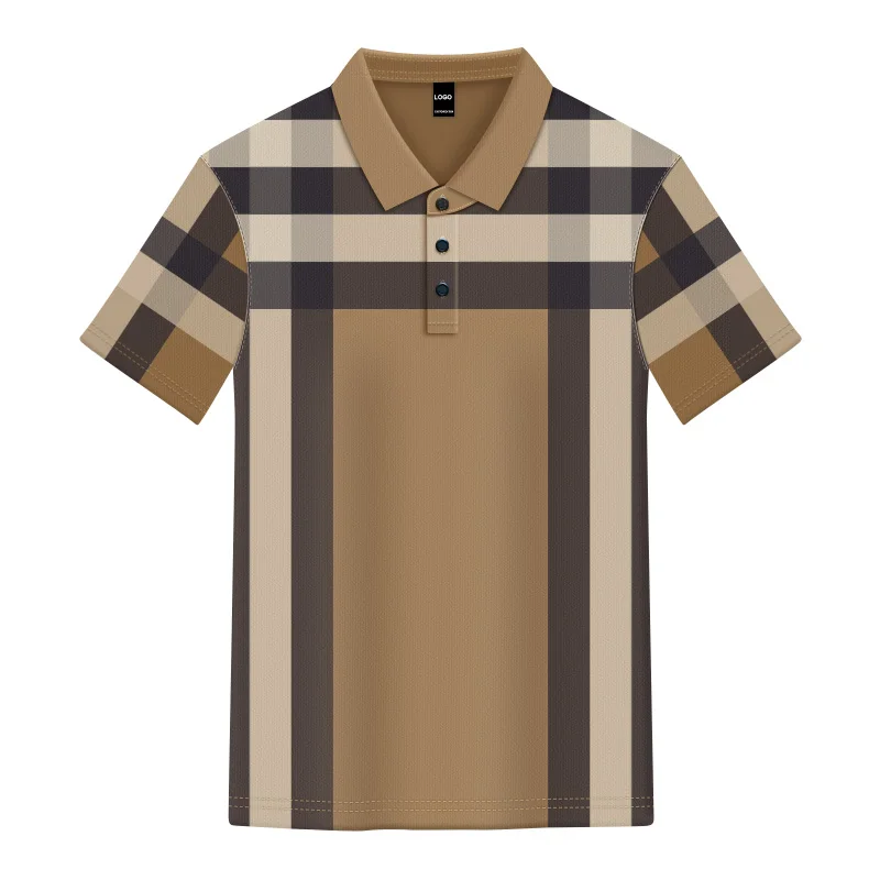 2024 2025 Spandex Polyester Cheap Shirts No Logo High Quality  Short Sleeve Casual Checkered Men's Polo Shirts