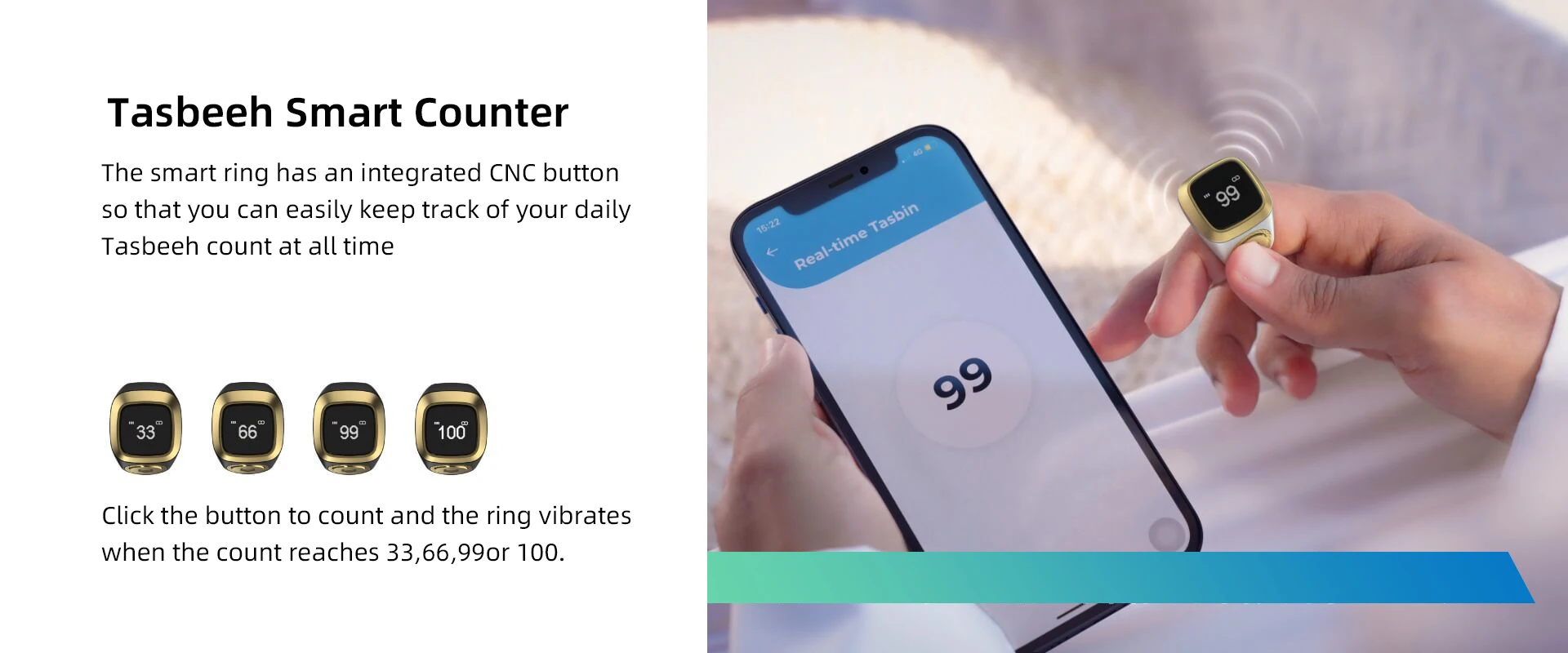 Ring Counter Table Muslim Iqibla Rotatable Smart Ring for Health Tracking with Tasbih ...