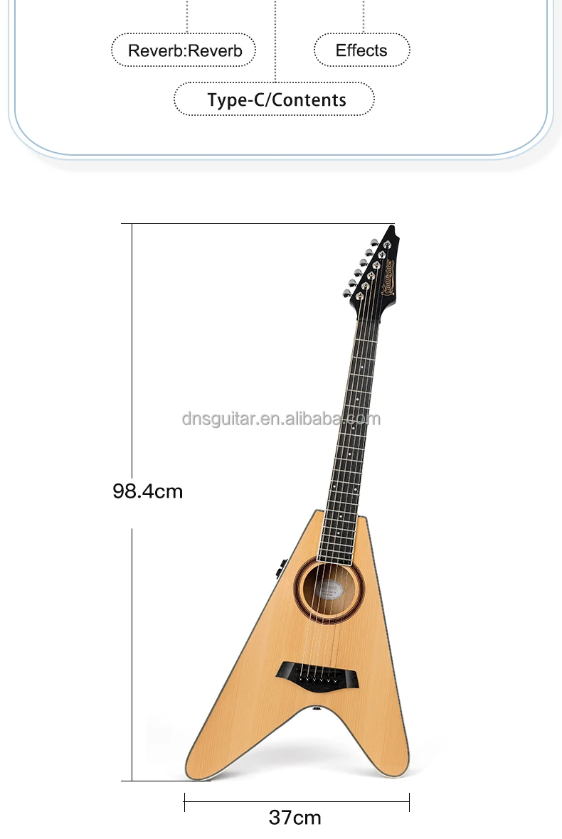 D-32K 32 Zoll Akustikgitarre, Fichtendecke & Nanyang-Holz Rückseite/Zargen, Hals, Palisander-Griffbrett, mit Tonabnehmer – Detail 3