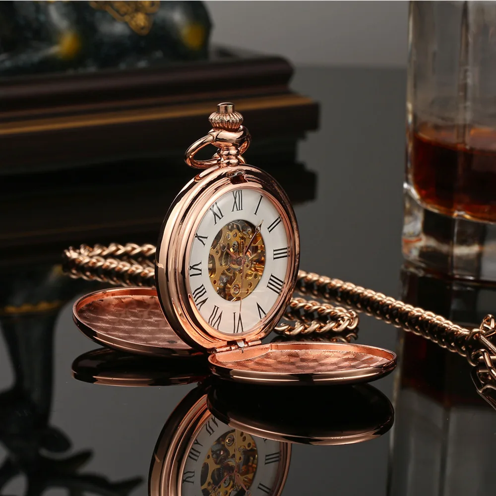 Shenzhen Factories Custom Made Double Opened Design Classic Golden Pocket  Watch Men Vintage China Manual Mechanical Movement