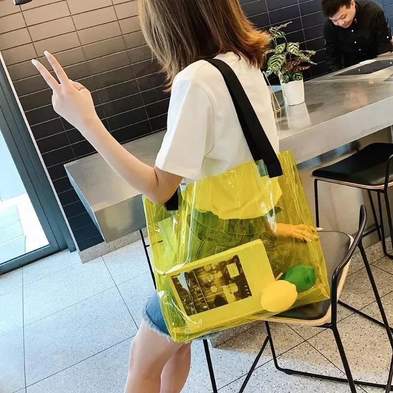 Women Transparent PVC Shopping Bag Tpu Clear Large Shoulder
