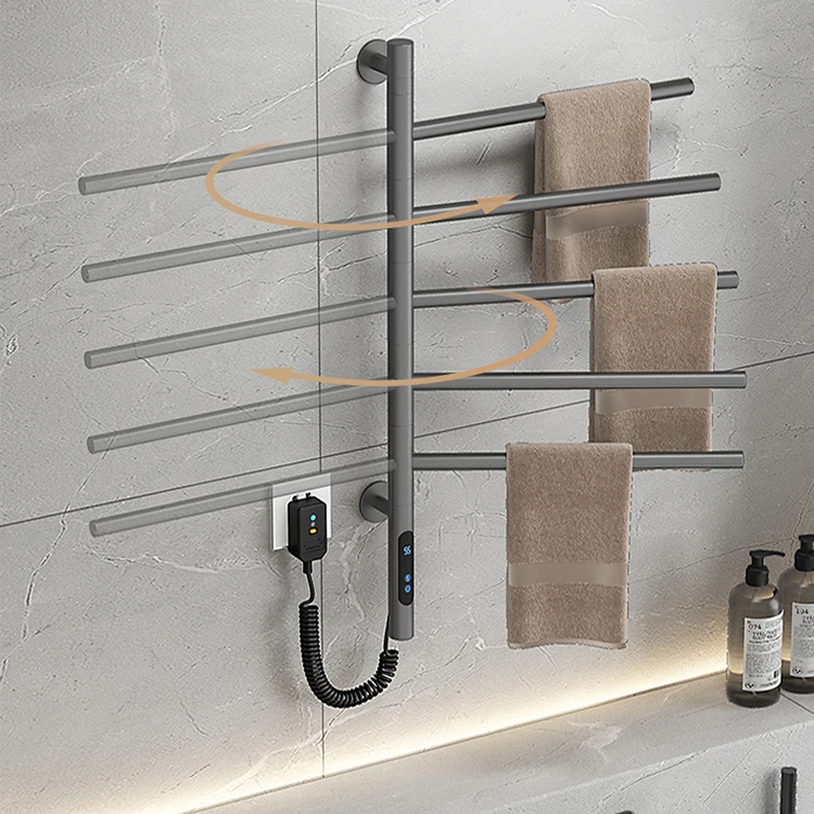 Electric Towel Rack Bathroom Smart  Radiator Wall Mounted Towel Shelf Rotation Towel Heated Radiator