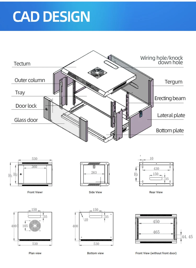 Custom Wall-Mount Data Center Enclosure 4U 27U Capacity Steel Network ...