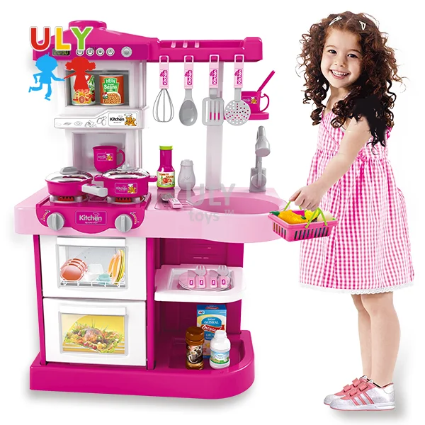 Plastic Toy Kitchen Set with Light and Sound for Girl