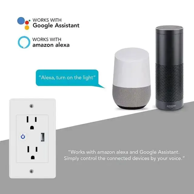 Встроенный штекер Us/vn 110v 10A Tuya с таймером Wi-Fi умная розетка Alexa домашняя