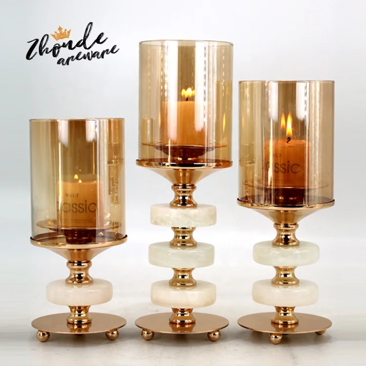 Gold Metal Pillar Candle Holders Pillar Candle Centerpieces