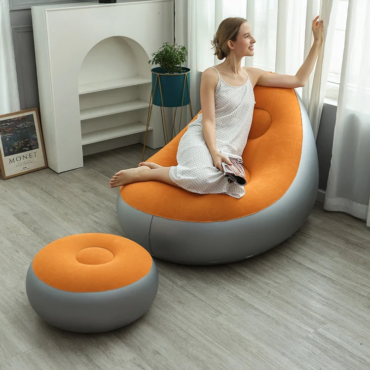 Blow up Modern Lazy Chair Sofa Inflatable Chair with Ottoman
