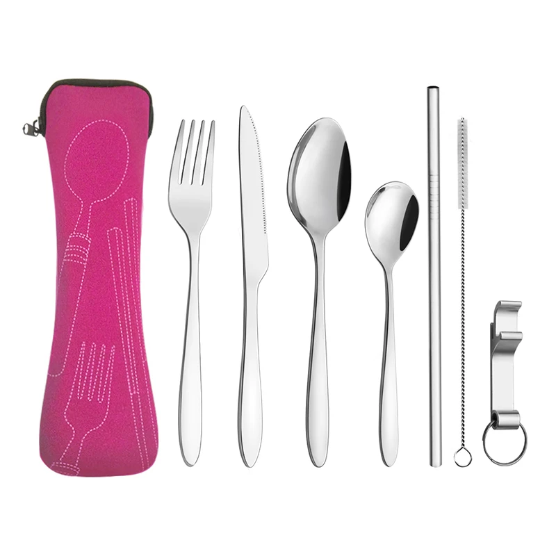 Нержавеющая сталь Палочки для еды Столовые приборы металлические соломы Чехол персонализированные столовый набор в дорогу для путешествий