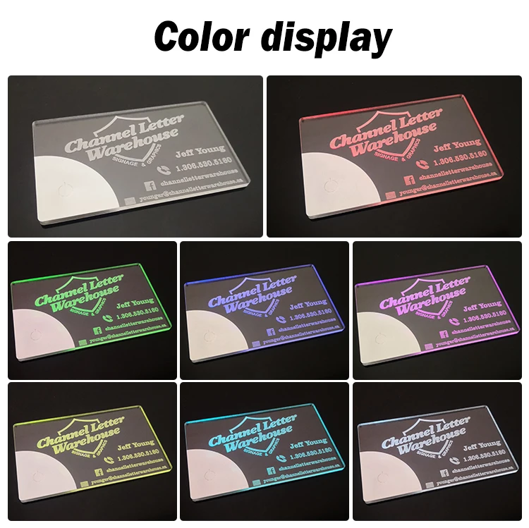 Custom Logo Led Flashing Acrylic Liquid Business Card Light Invitation