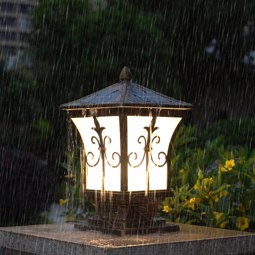 HIGH CLASS High Quality Classical Modern ABS Waterproof Outdoor Garden LED Solar Pillar Light