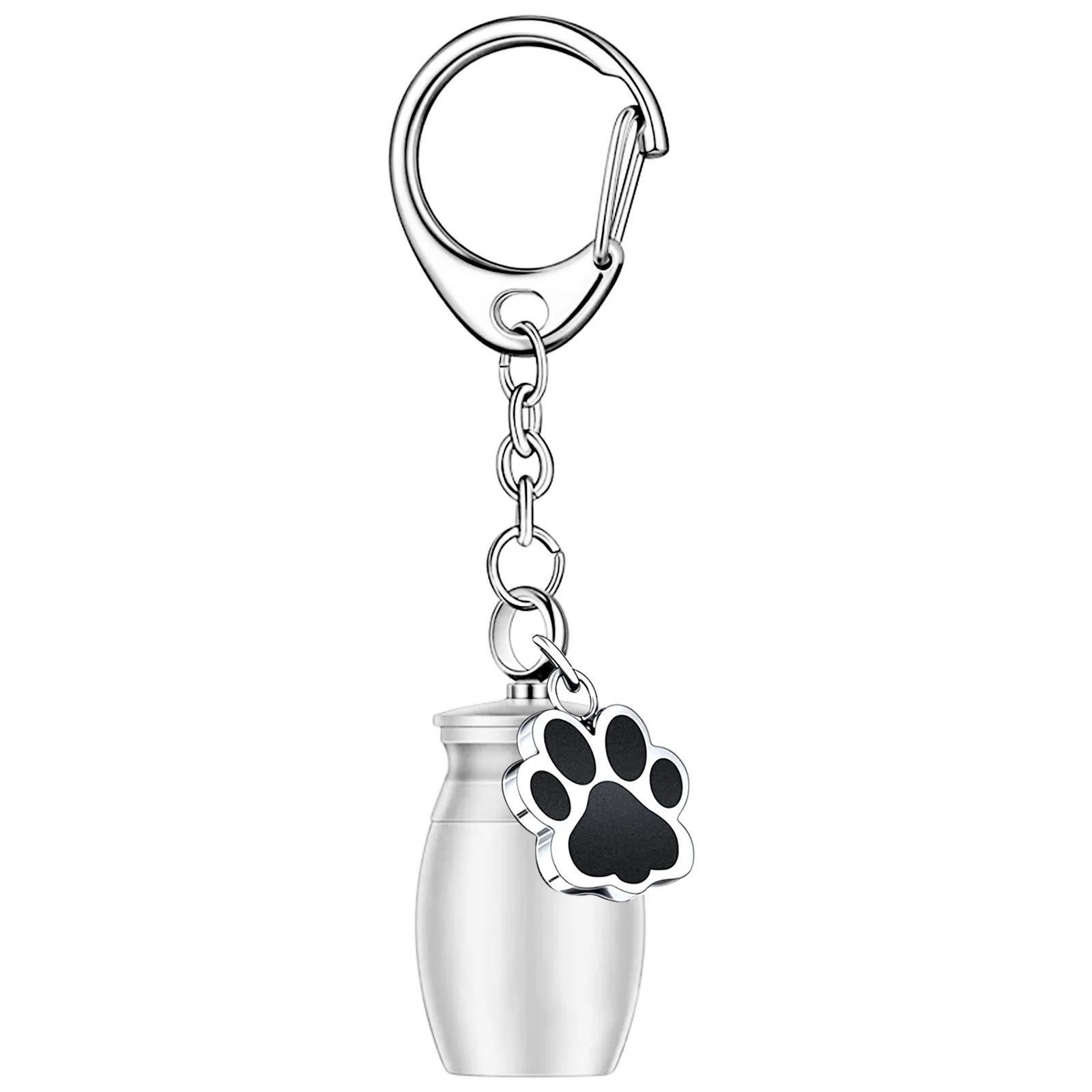 Cremation Keepsake Keychain for Ashes Mini Memorial Urn Pendant with Paw Print Charm Key Chain Jewelry Gift for Loss Loved One