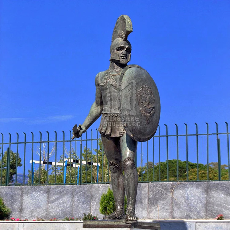 Antique Roman Warrior Greek Soldier Bronze Statue With Sword And Shield ...