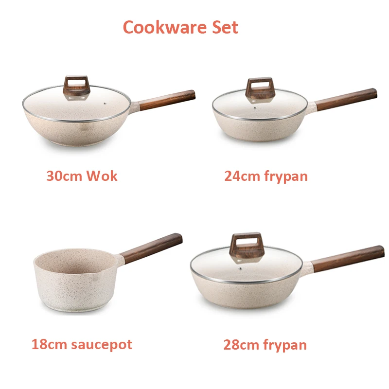 Denuo 8 Pieces Factory Wholesale Cookware Sets Granite Aluminum With 1