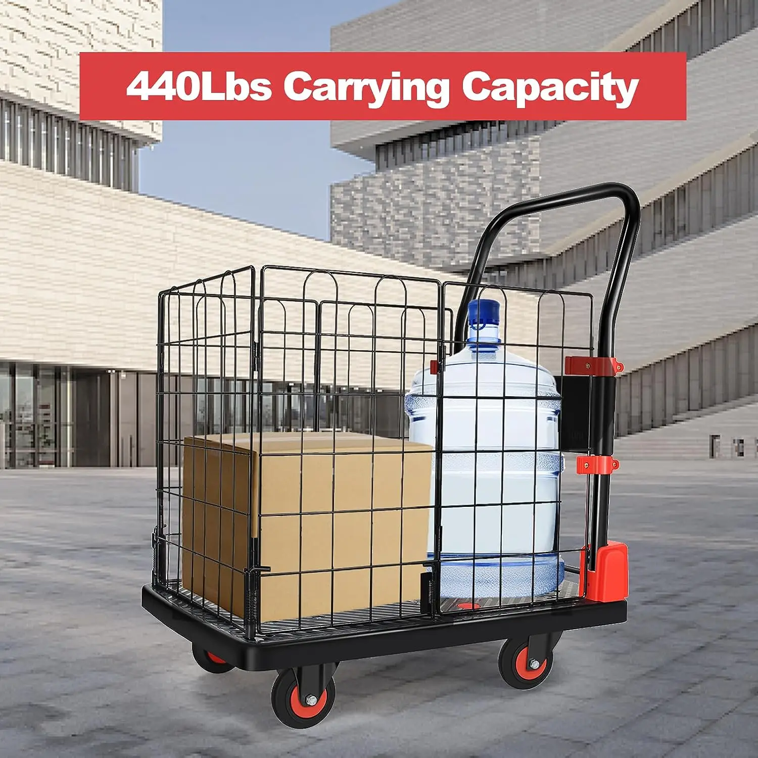 Foldable Push Cart Electric Drive Cart Platform Warehouse Trolley Electric Platform Carrier Folding Hand Truck Cage Cart