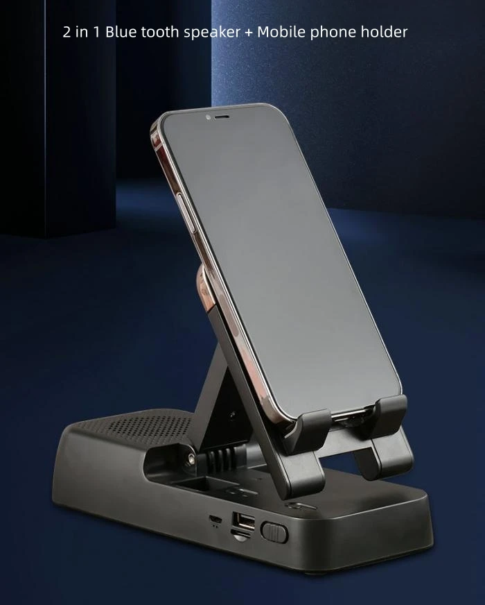 F18 Foldable Cell Phone Stand Portable Mobile Phone Bracket Blue Tooth Speaker 2 in One