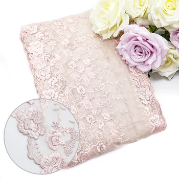Elegant shape Pink paired two-tone leaf embroidered lace lingerie, thin gauze bedding, tablecloth fabric