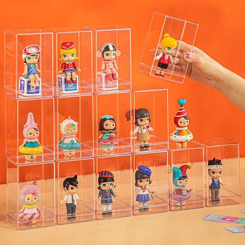 Simple Small Size Storage Box Transparent Dust Proof Action Figure Toy Display Box Organizer Boxes
