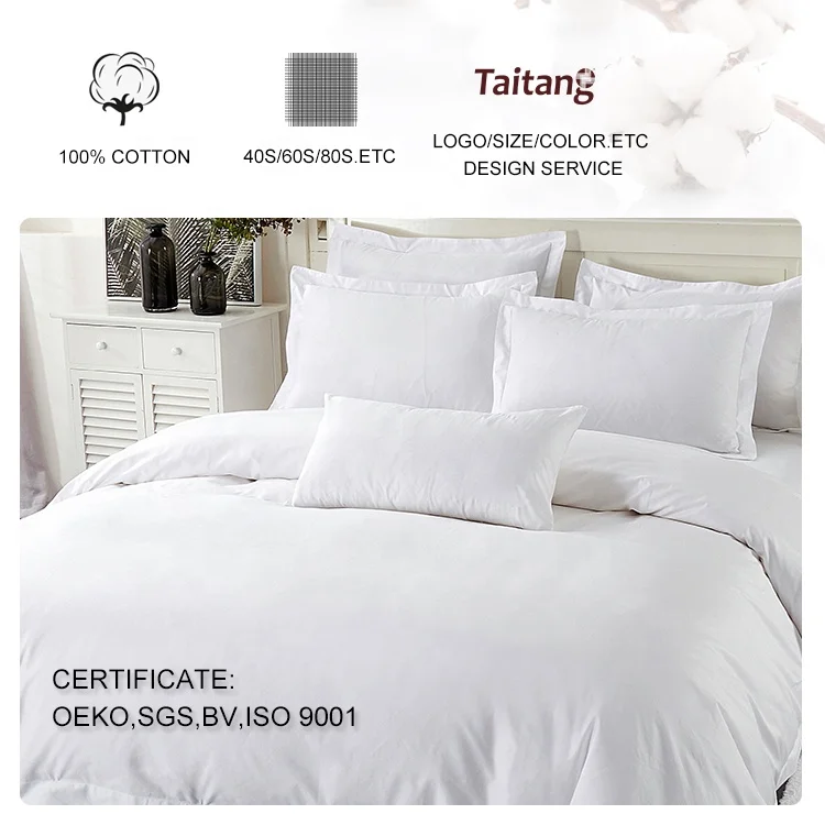 One Stop Wholesale 100% Cotton 300T 400T Bed Sheet Duvet Cover Pillow Case 4 Pcs Bedding Set for Hotel