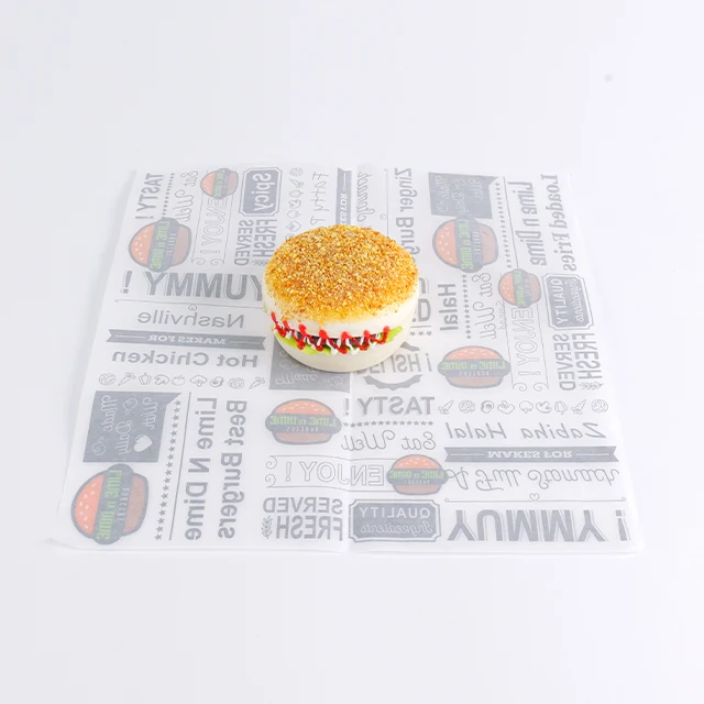 Eco-friendly Customized Hamburger Food Packaging Grease Proof Paper Food Grade Material Coated Paper details