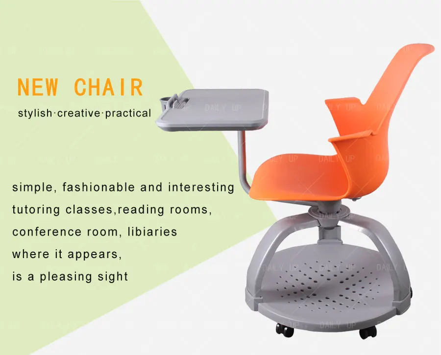 Multi-Functional Swivel Training Chair With Tablet Adjustable Student Chair With Large Book Holder For School Classroom