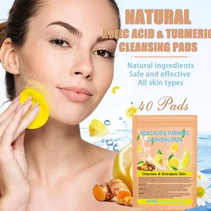 Professional Turmeric Kojic Acid Cotton Pads Brightening Facial Cleansing Pads for Exfoliating Treatment of Uneven Skin Tone