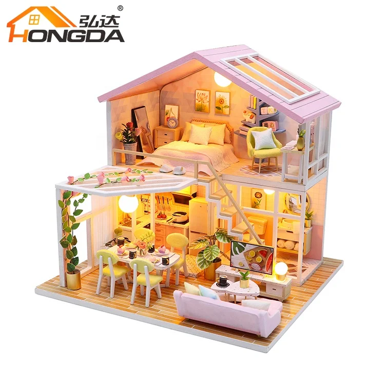 Hongda Doll House M2001 Sweet Time DIYミニチュアドールハウス
