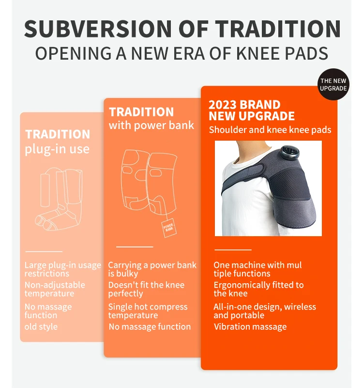 Smart Heated Knee Brace Wrap Air Compression Knee Pads Therapy Shoulder