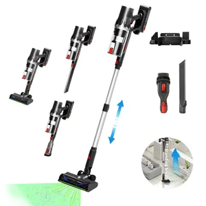 Green Light Retractable Wall-Mounted Rechargeable Handheld Cordless Upright Dry Vacuum Cleaner for Home Car & Hotel Use