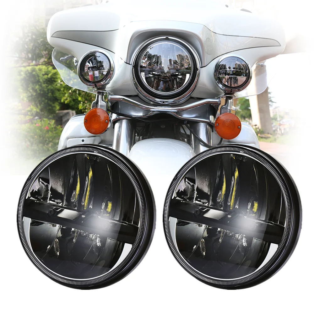 For Royal Enfield Motorcycle Headlight 7 Inch Round Headlight Led ...