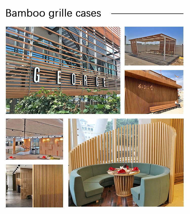 Modern Fireproof Linear Bamboo Partition Wall Facade Panel